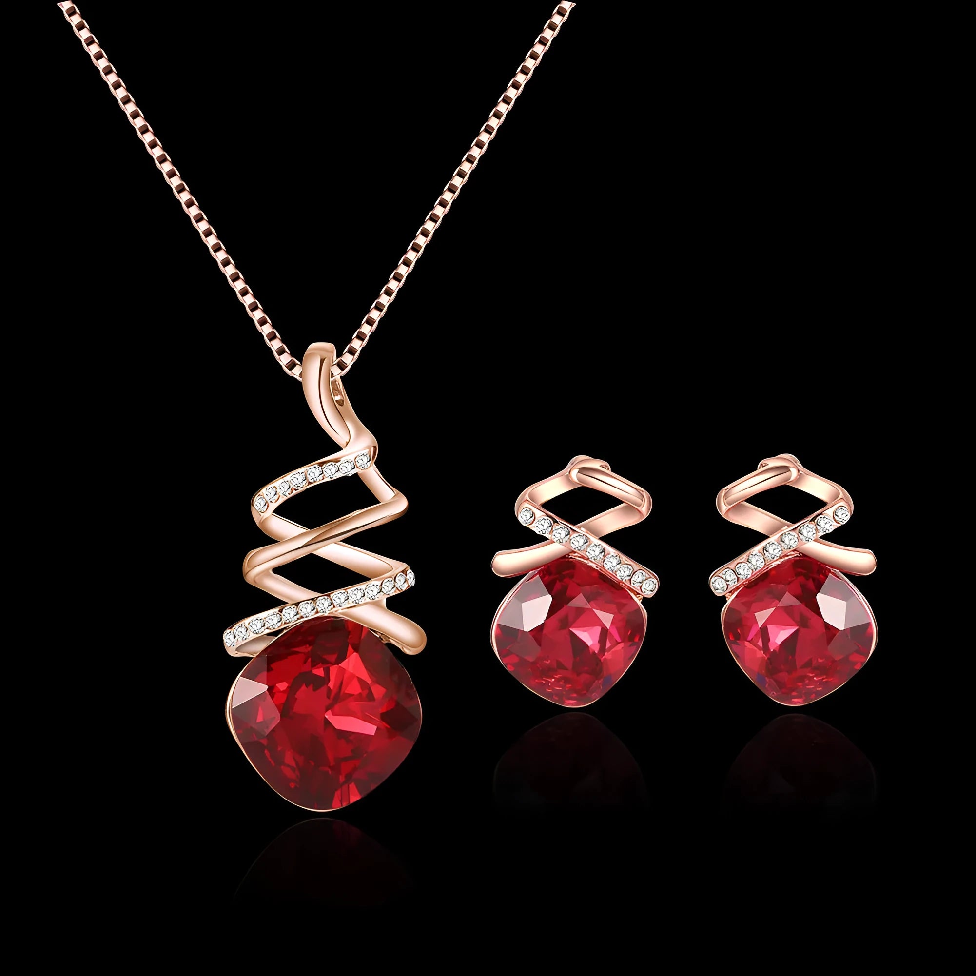 Women's bridal jewellery set with adjustable necklace and matching earrings in alloy