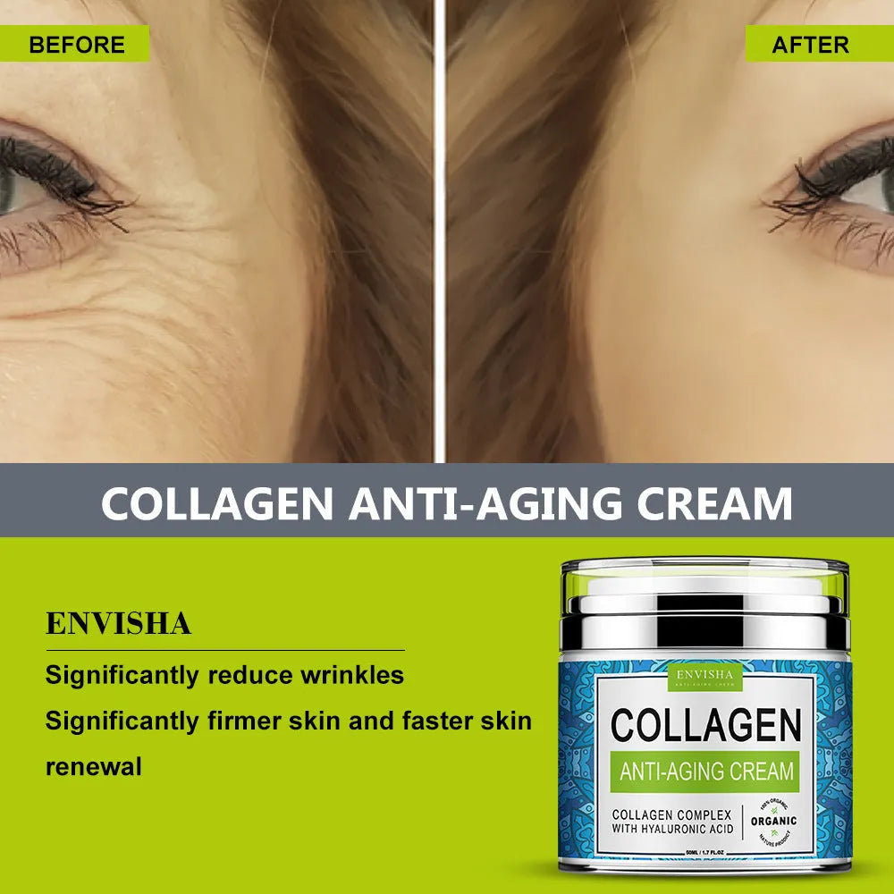 50g collagen cream with retinol and Vitamin E in a white tub, front view