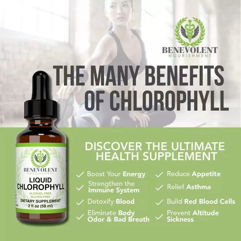 60ml bottle of Natural Body Odor Intestinal Care Liquid Chlorophyll Drops with dropper