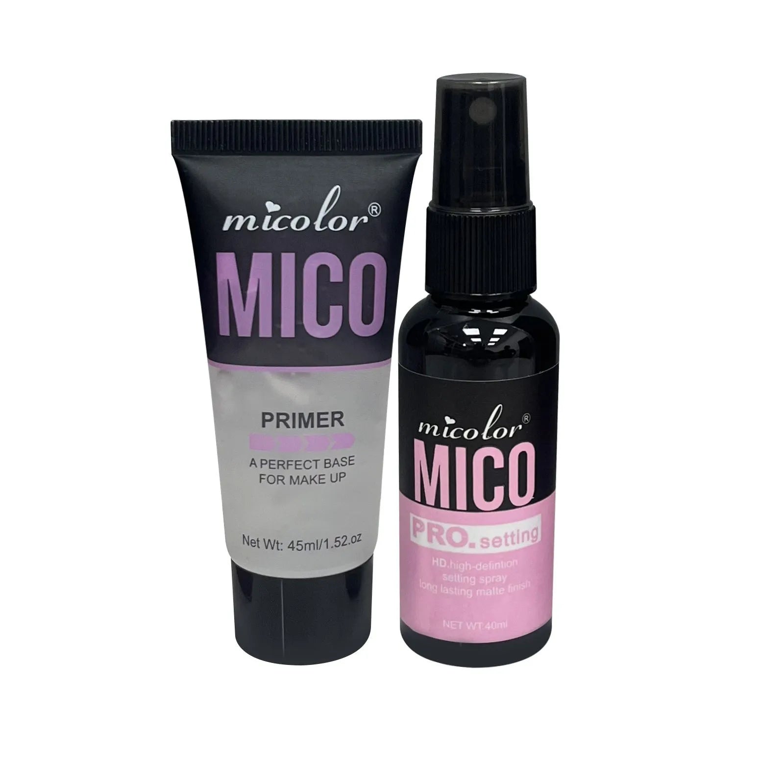 Makeup primer and setting spray two-in-one product with 45ml primer and 40ml sealer spray components