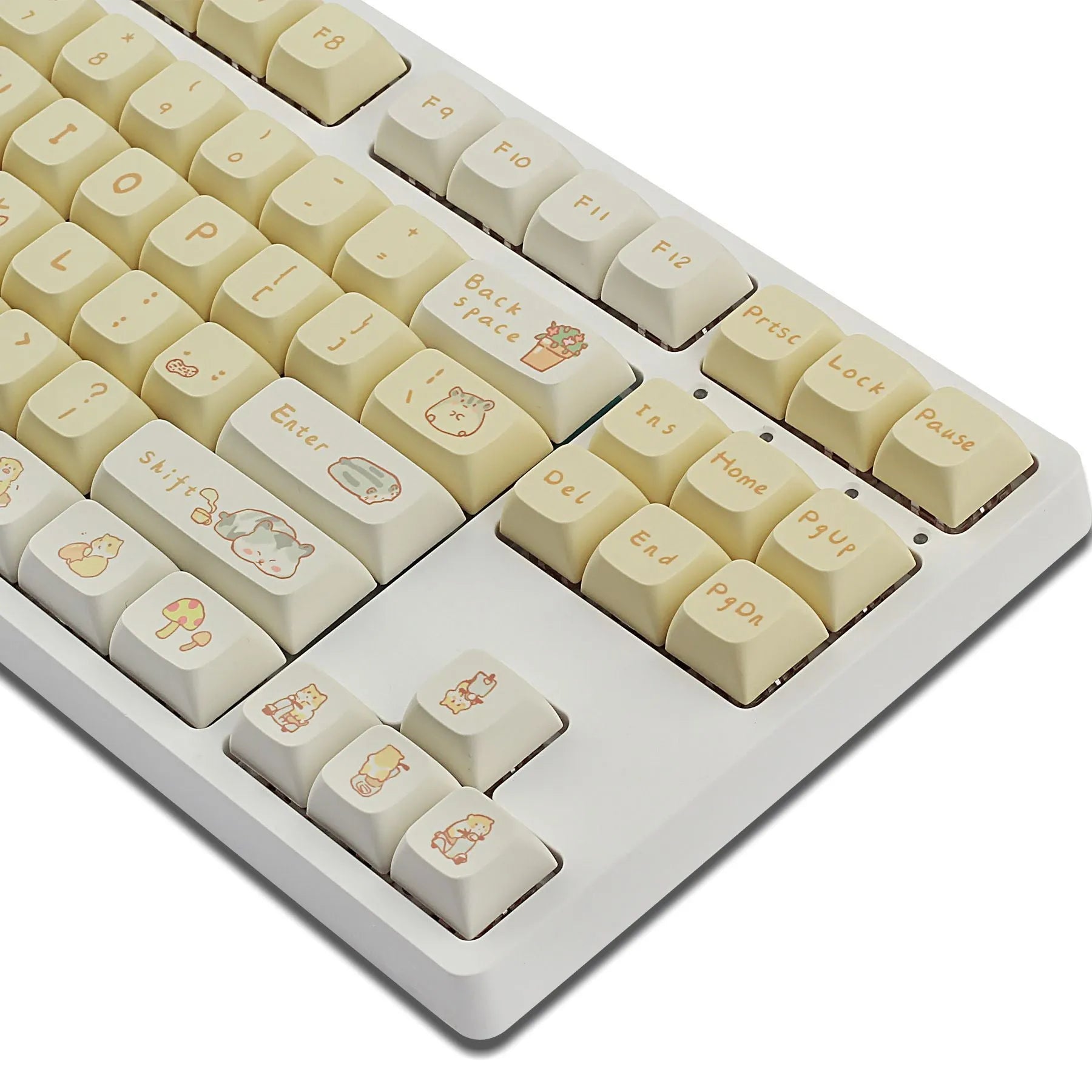 Custard-coloured plastic keycap set for 68 75 98 100 key mechanical keyboards