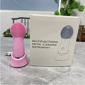 Pink electric silicone face cleansing brush with vibration and heating functions, USB rechargeable
