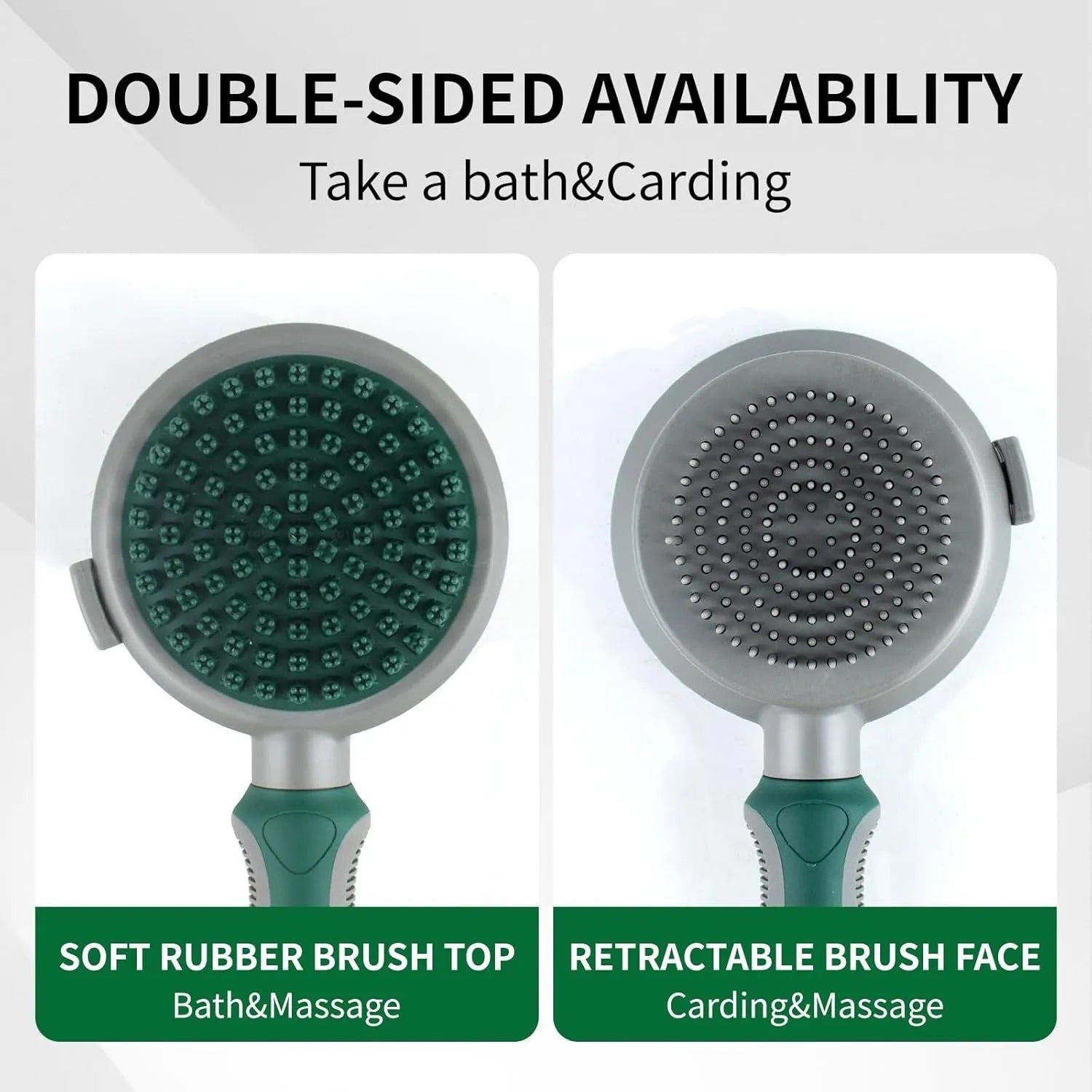 Two-sided silicone pet grooming brush with retractable slicker brush and octopus-teeth massager