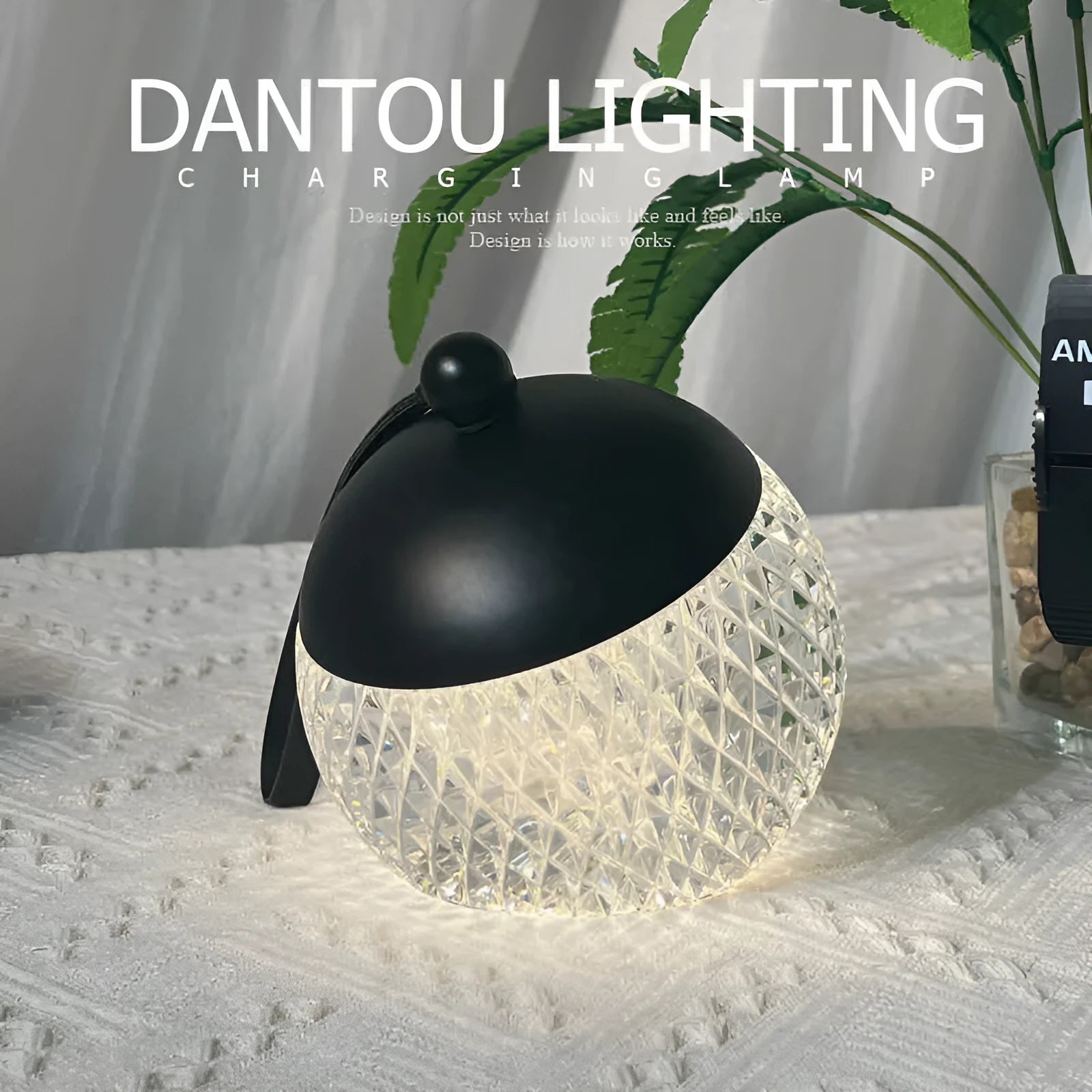 Portable dimmable touch LED night lamp in chrome finish with 12cm diameter