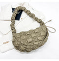 Women's nylon underarm messenger bag in solid colour with adjustable shoulder strap