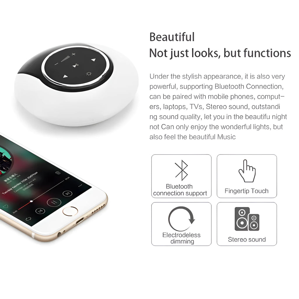 Blue and white Bluetooth speaker desk lamp with folding design and touch controls