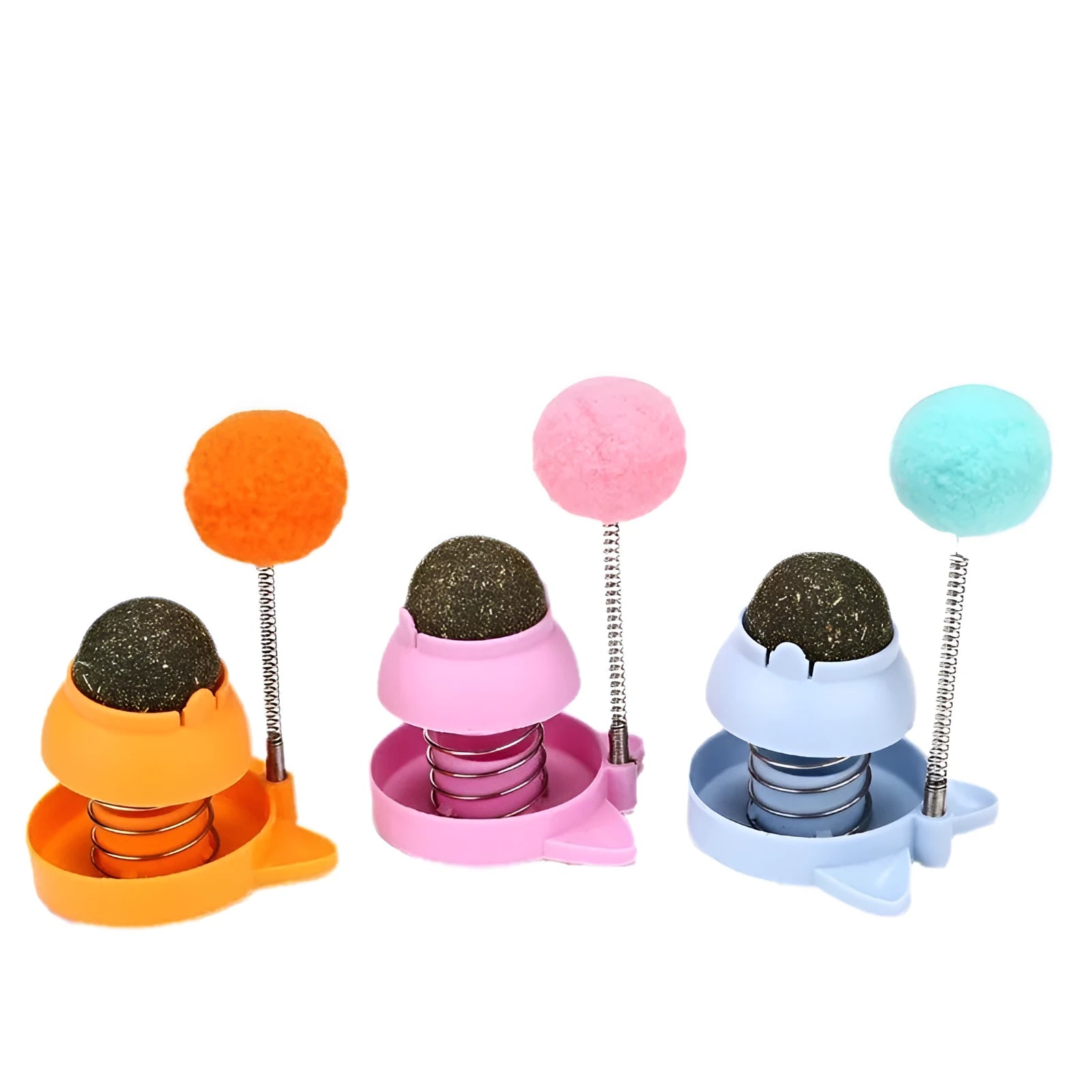55mm mint-flavoured cat toy ball with self-hi feature and teasing stick for teeth cleaning