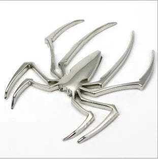 3D metallic spider bumper sticker in zinc alloy, shown in gold colour.