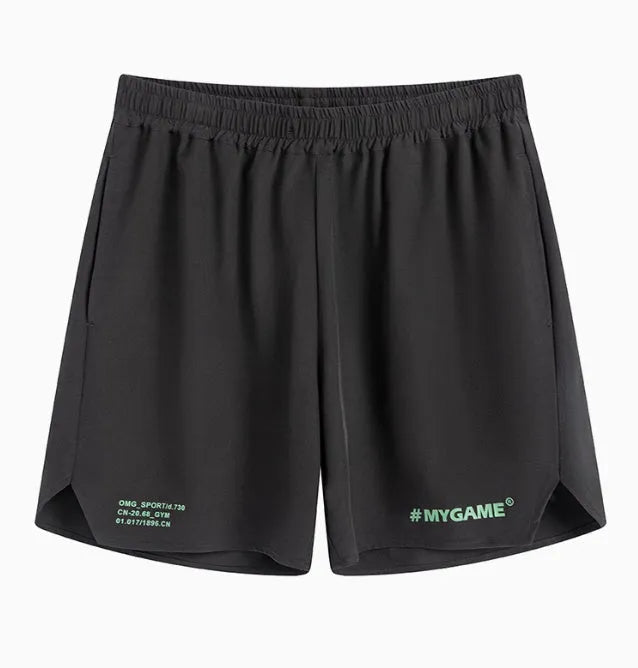 Men's grey quick-dry fitness training shorts with high elasticity for gym workouts