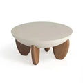 White solid wood coffee table with adjustable height legs and built-in storage compartment