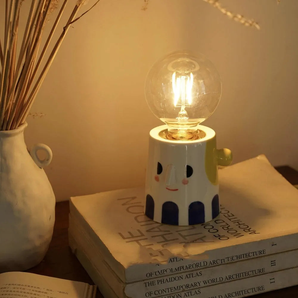 Handmade ceramic bedside lamp with ball headlight design and 220V US power specifications