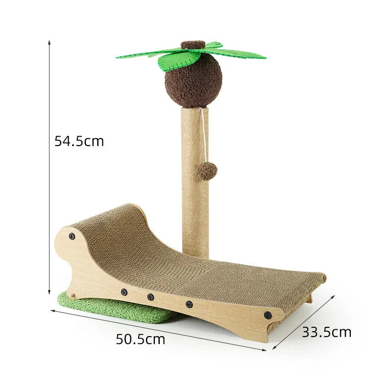 Wooden beach chair design cat climbing frame with hemp mat scratching surfaces and chamfered columns