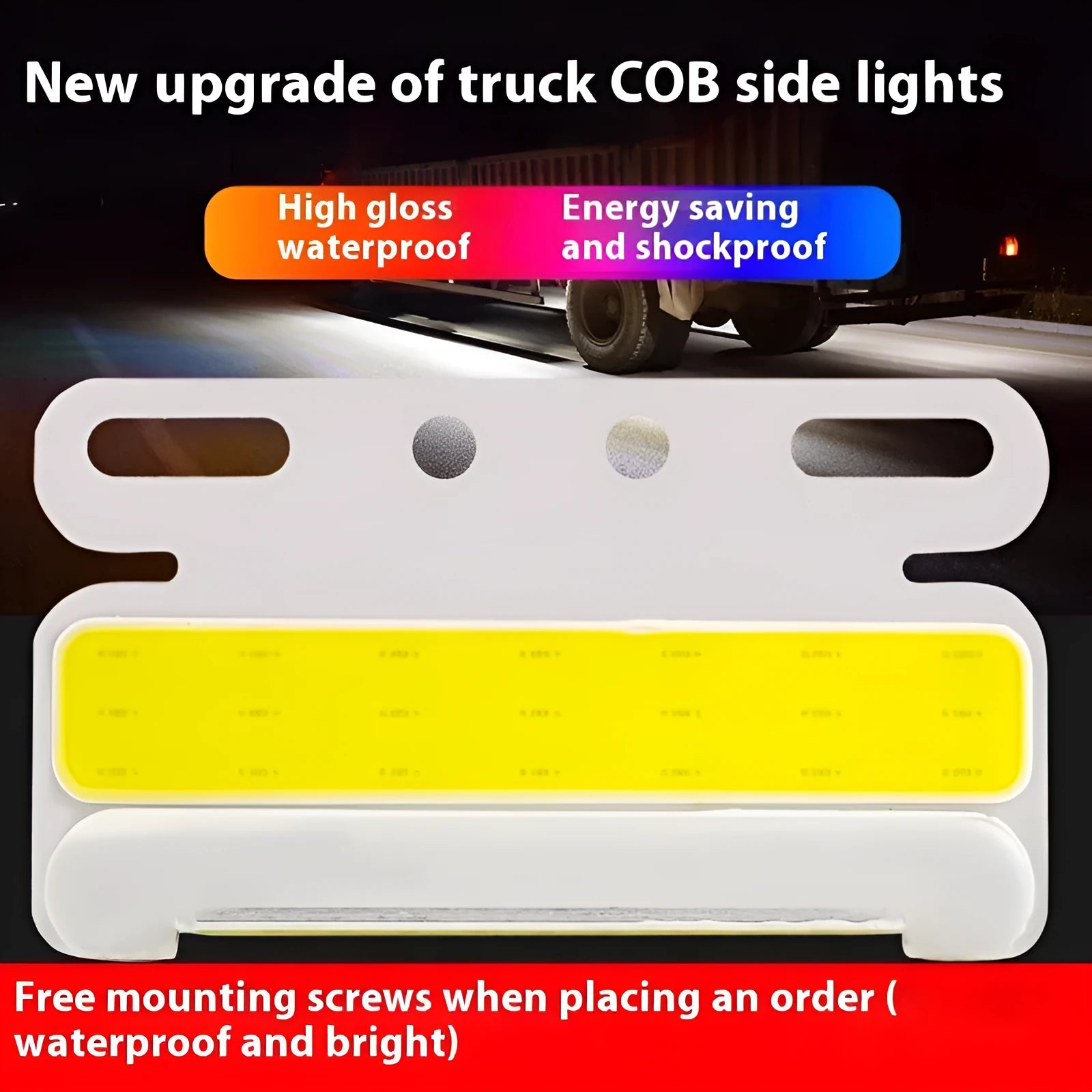 Waterproof aluminium alloy COB LED truck side marker light in red, yellow, green, blue, or white for 12V/24V vehicles