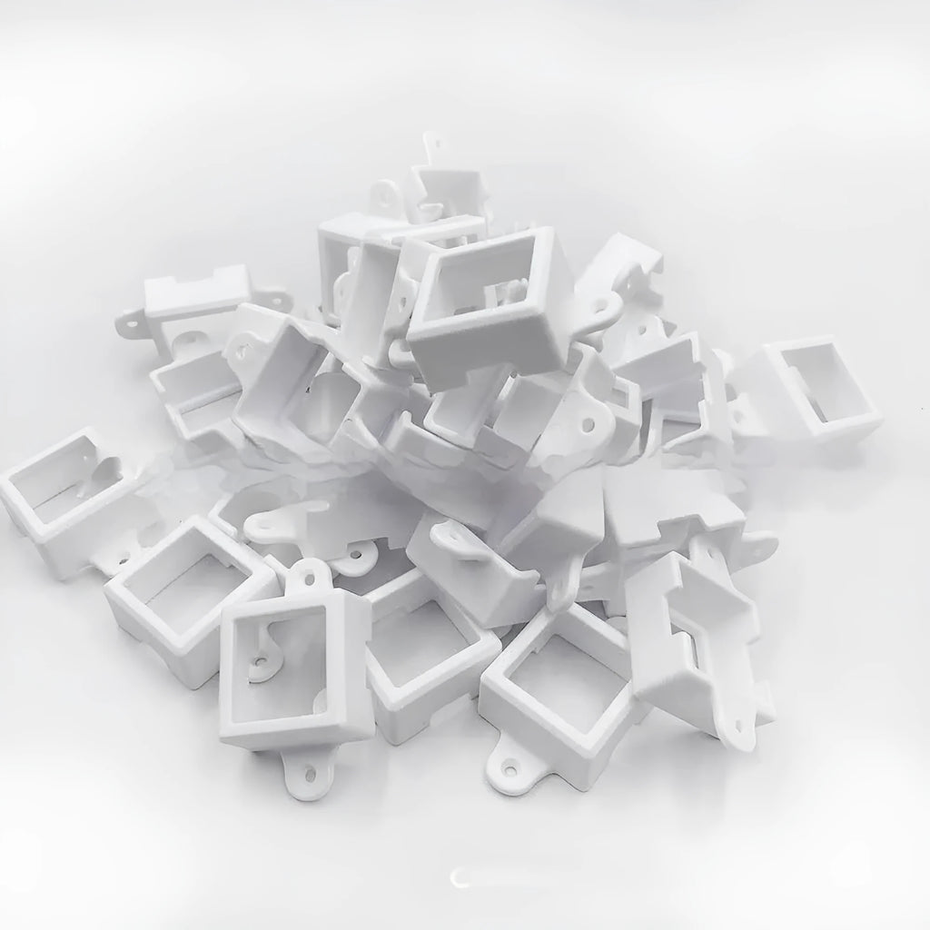 White plastic LED protective lampshade measuring 1.7cm by 6cm on a plain background.