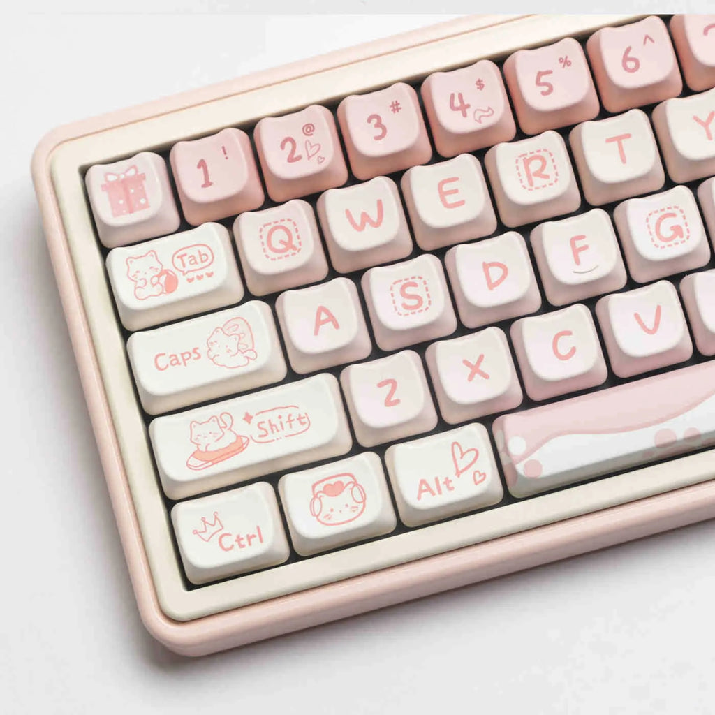 Full set of PBT sublimation keycaps for mechanical keyboard showing 26mm key size