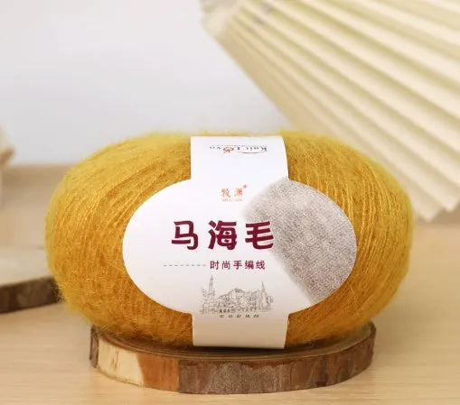 Mohair wool ball for DIY scarf knitting kit in choice of 34 colours including white, grey, red, blue, and green