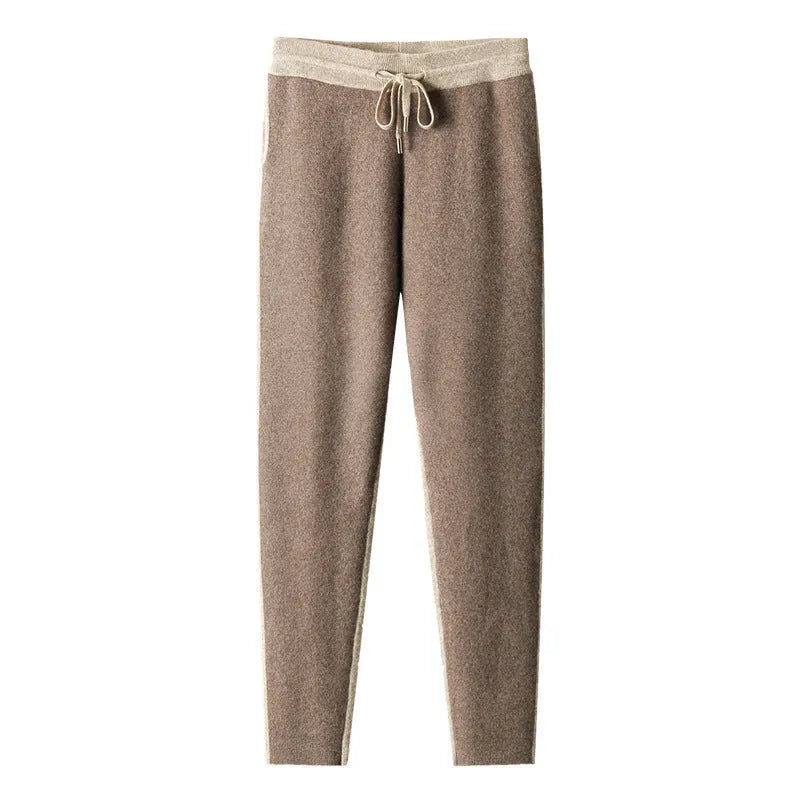 Men's cashmere wool blend sports cardigan suit set with half turtleneck zipper top and trousers