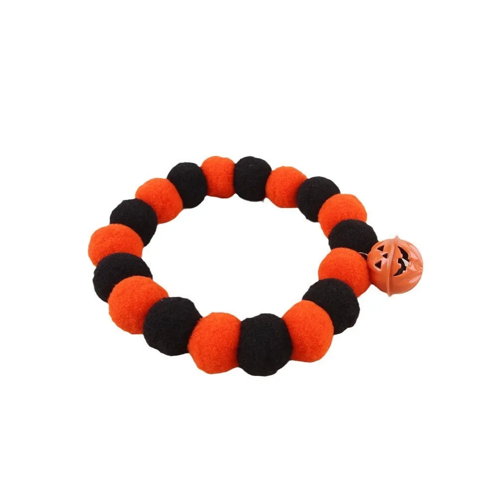 Halloween cat collar with pumpkin trick or treat pattern and plastic buckle