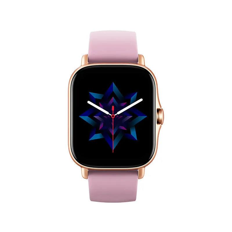GT20 black alloy smart watch with silicone strap showing heart rate monitoring on screen