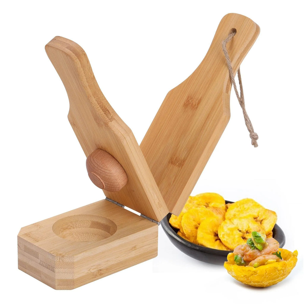 Wooden banana grinder home kitchen gadget in modern simplicity style on white background
