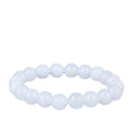 Hotan white jade goat fat round bead bracelet 10mm Hetian jade unisex national style on light background