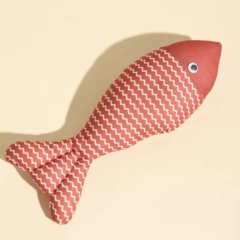 Large yellow catnip fish toy measuring 39cm long for feline play and teeth grinding