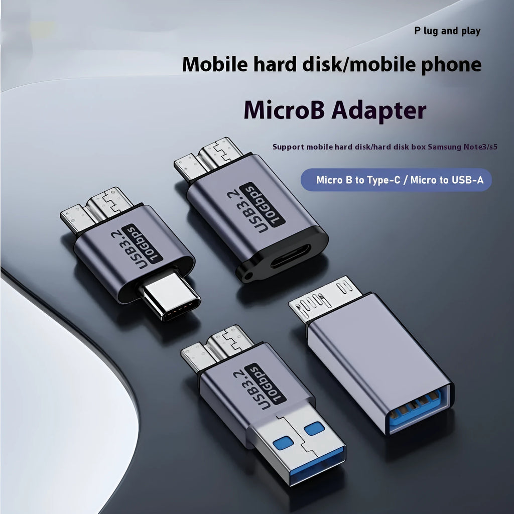 USB AM to Micro-B adapter for connecting old hard drives and phones.