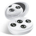 White wireless red light and EMS eye and face massager for home beauty treatment.