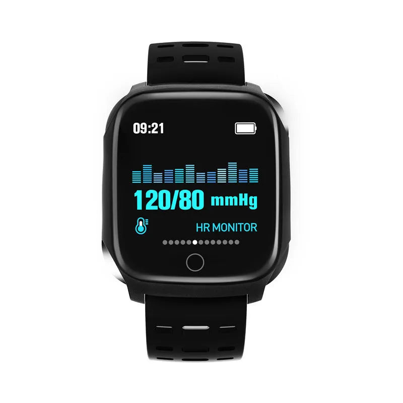 F16 Smart Watch with ECG monitoring on wrist showing black/green colour option with display visible