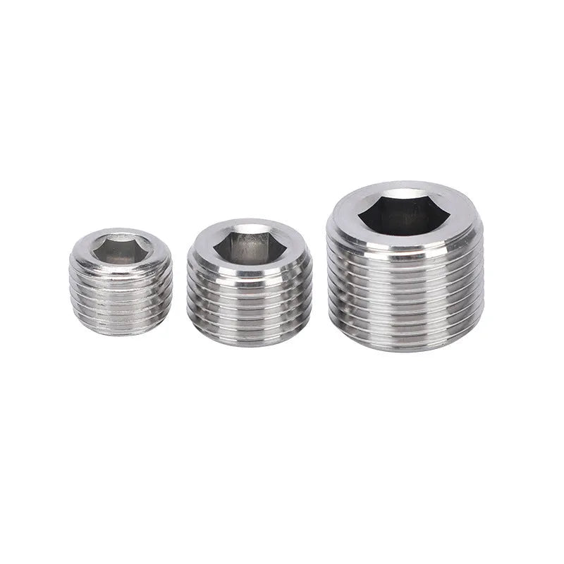 Stainless steel hexagon bulkhead plug fitting with 3/8 thread for pipe connections