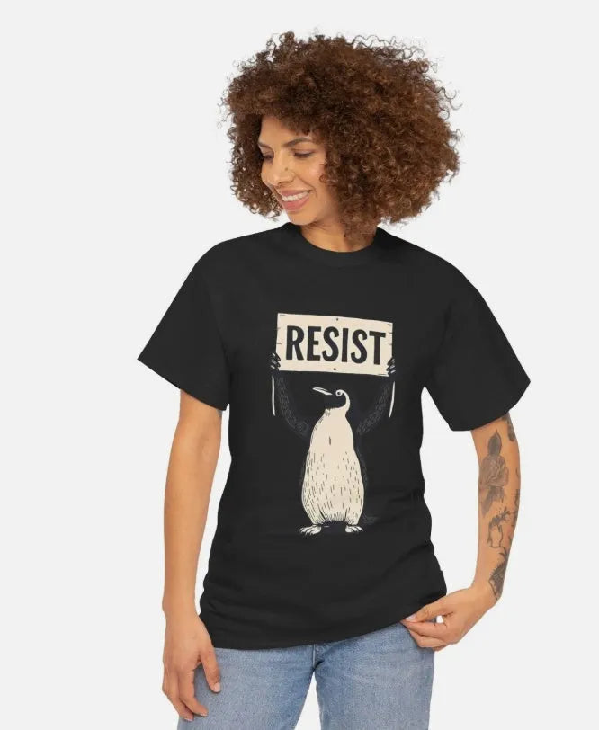 Loose fit short sleeve cotton t-shirt in black, green, or white on a hanger.