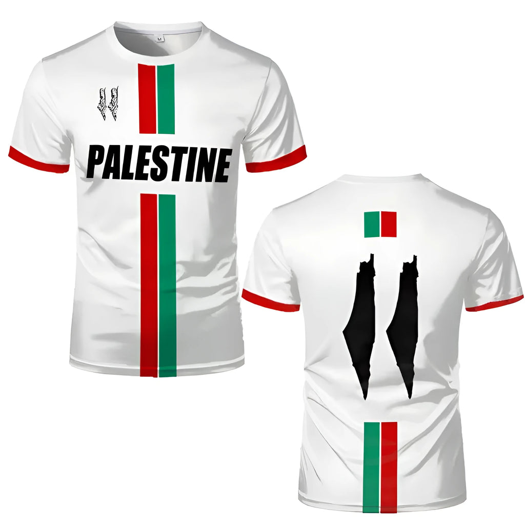 Black football T-shirt with 3D printed design showing stereoscopic pattern detail on front