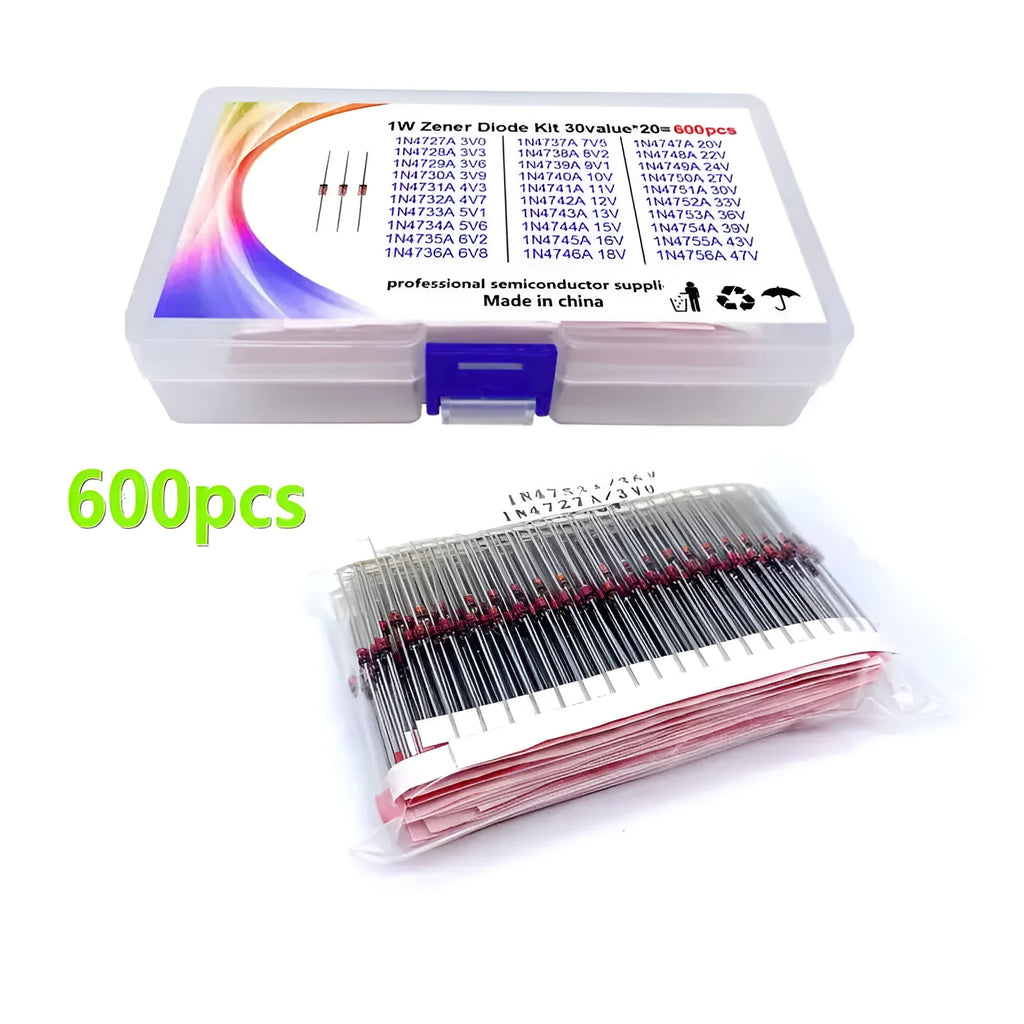 Boxed 1W Zener diode with crystal glass construction and 50V breakdown voltage specifications