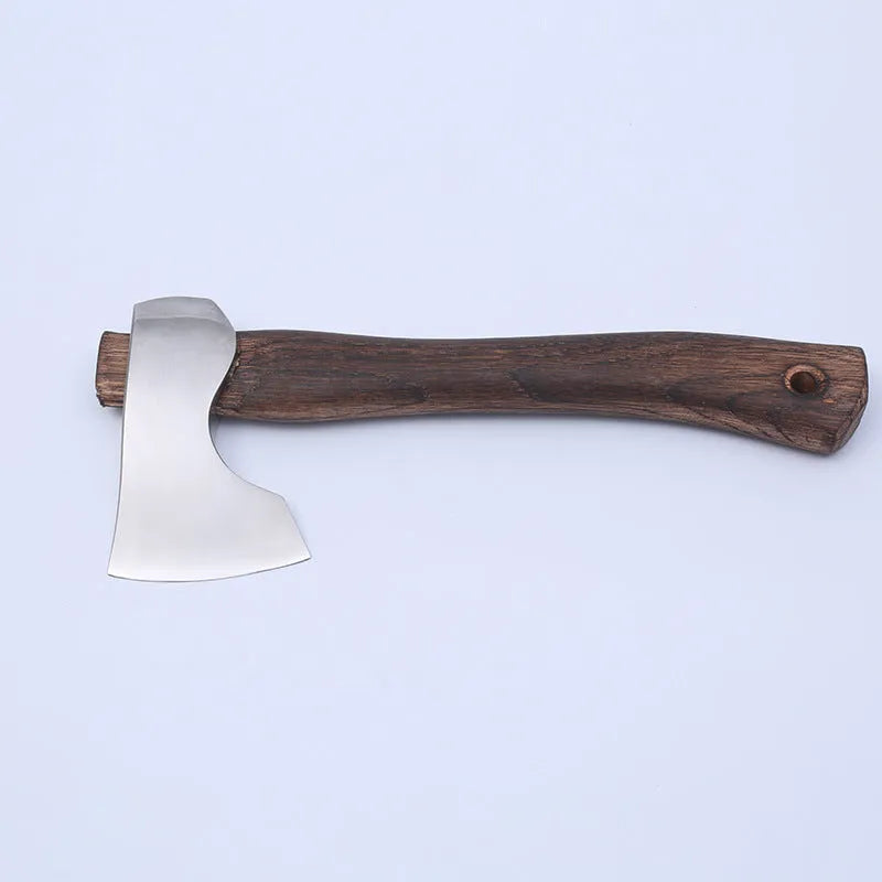 Camping axe with wooden handle and high carbon steel head