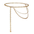 Multilayer alloy waist chain in golden and silver colours with electroplated finish, 70-100 cm adjustable
