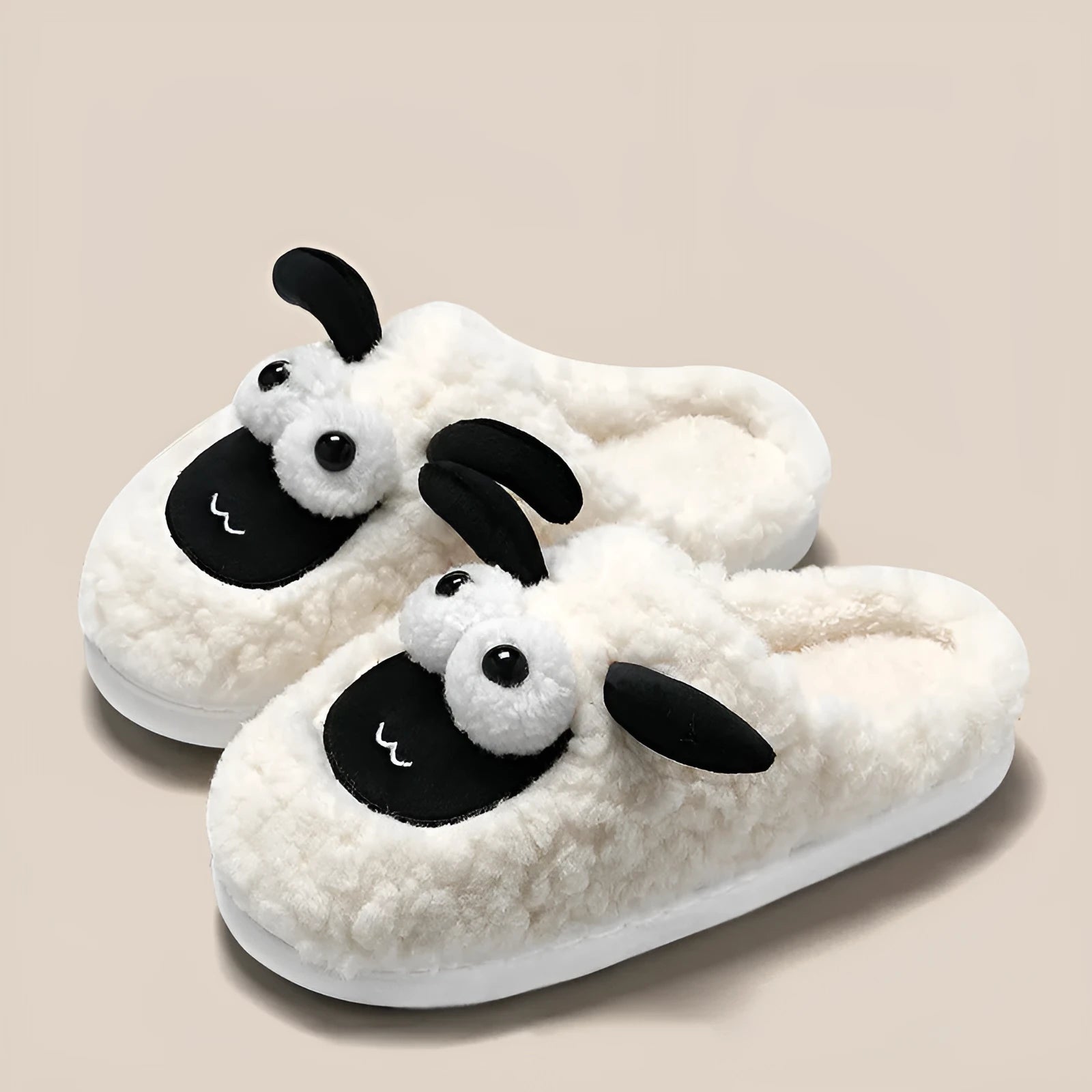 Brown thermal cotton slip-on slippers with suede upper and sewn PVC sole for indoor use.