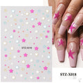 Black and silver strip pattern nail art stickers with cartoon designs