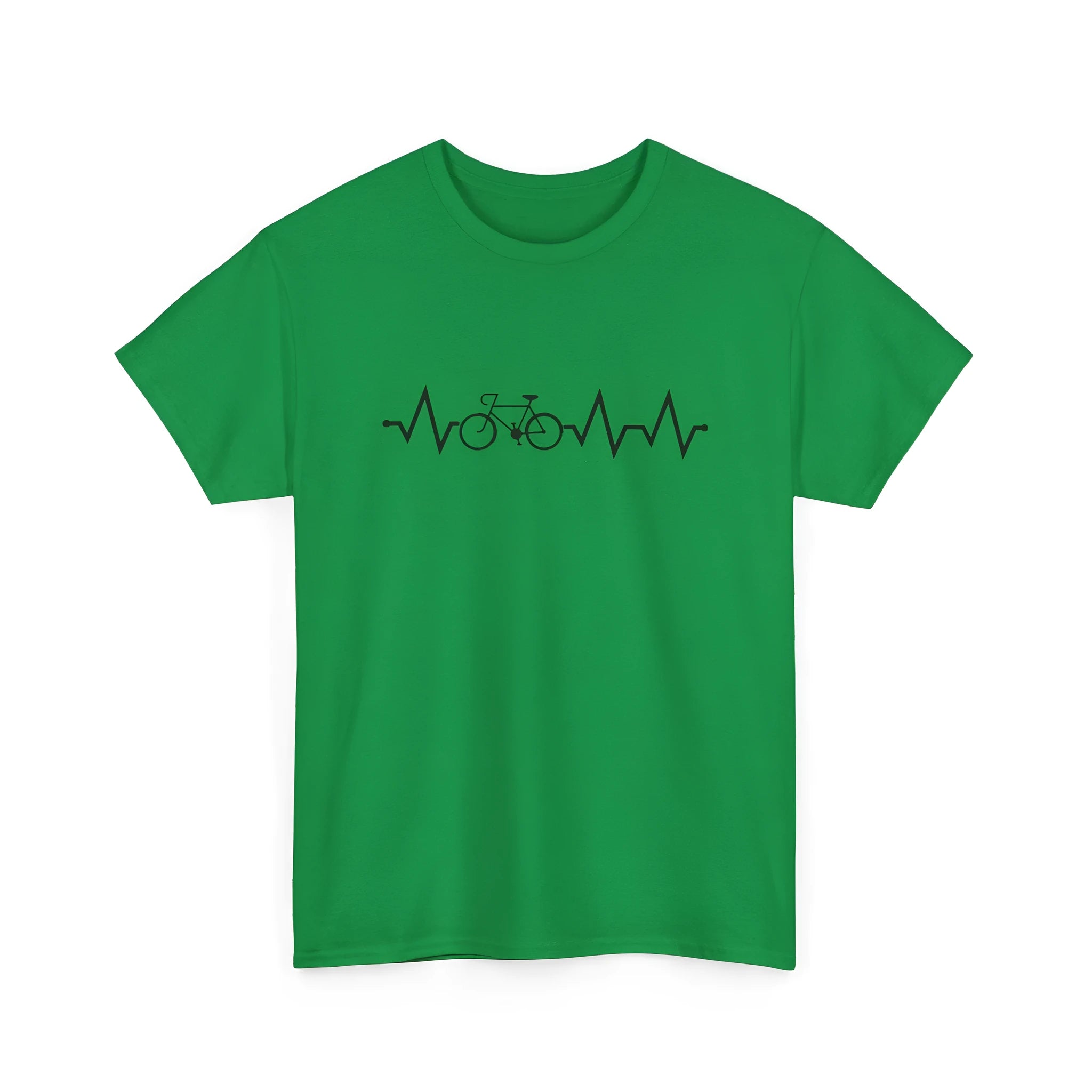 Green women's cotton short-sleeve T-shirt with white letter print design on front