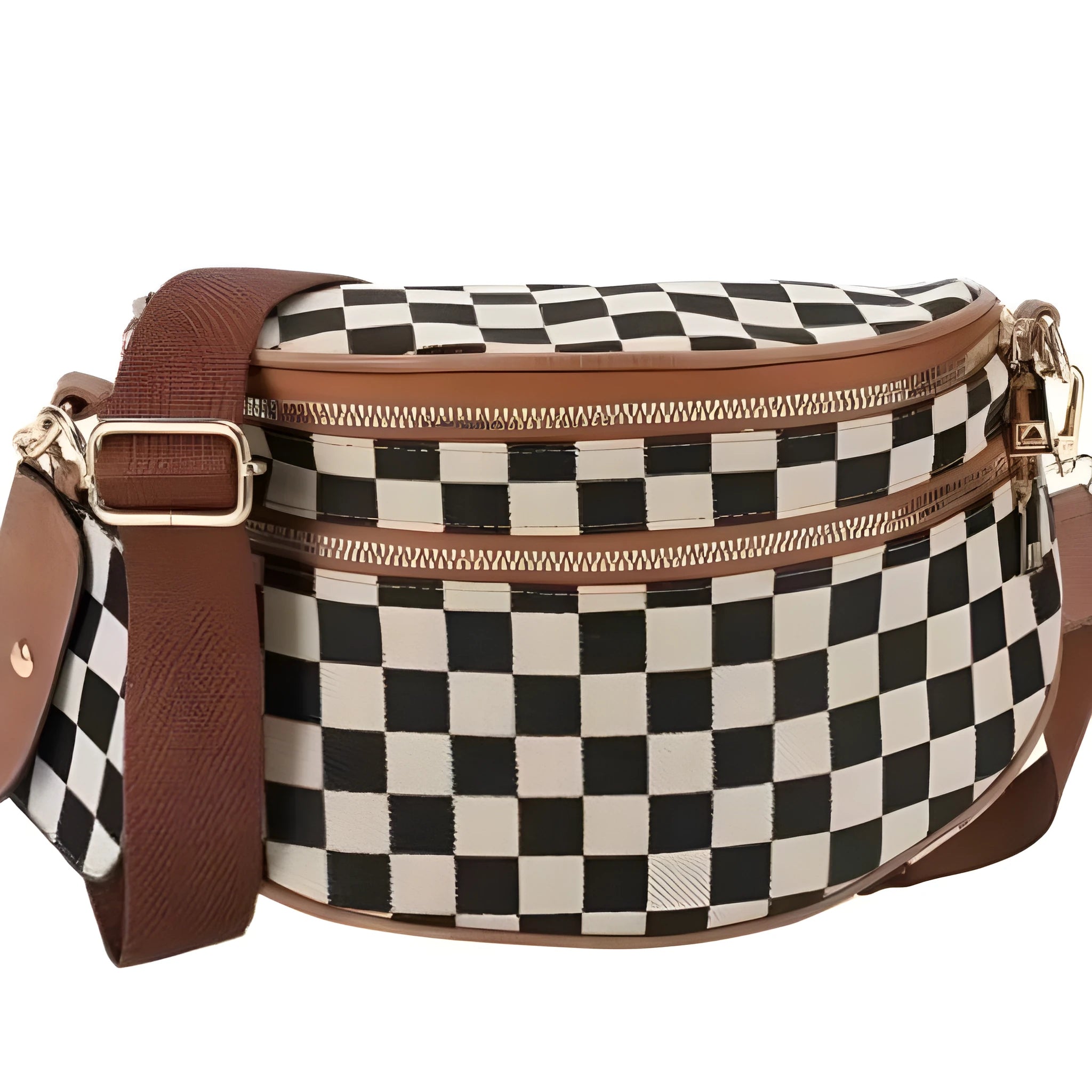 Women's Oxford nylon canvas shell crossbody bag with diamond grid sewing thread detailing