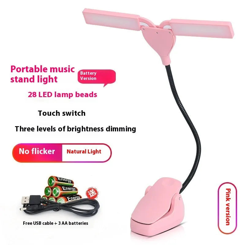 28-LED rechargeable music stand lamp in black colour with USB cable