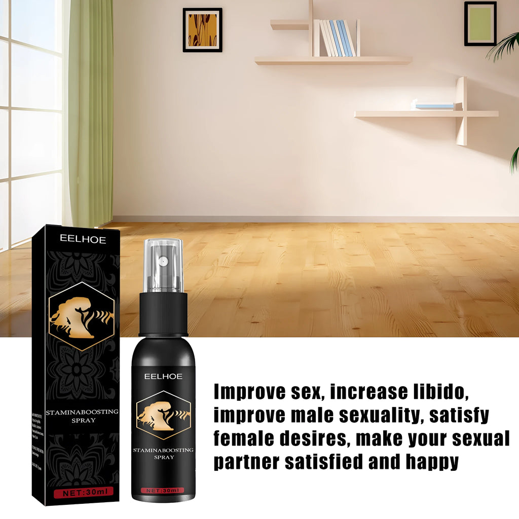 Men's body moisturising and massage treatment oil spray in 30ml container with spray applicator