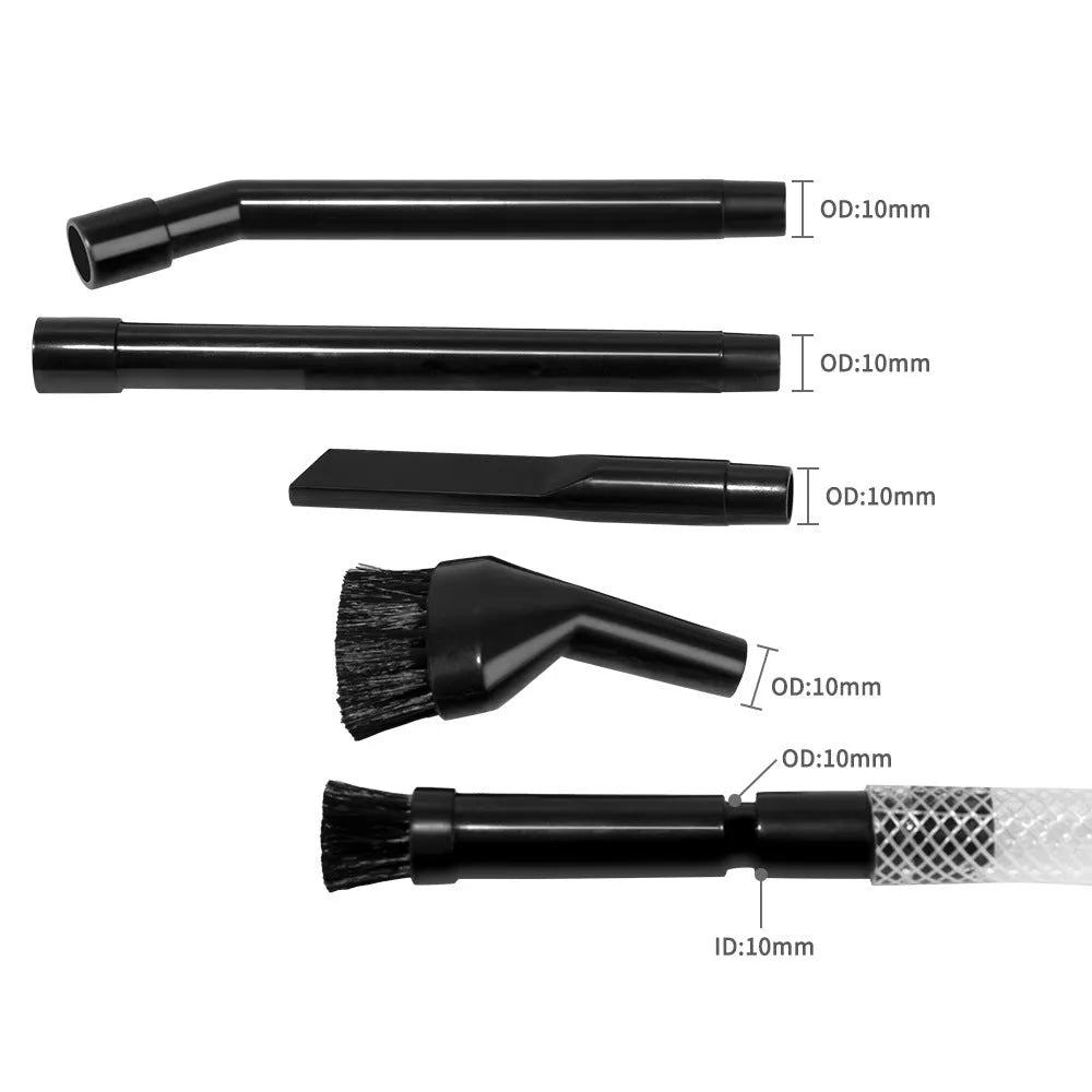 Eight vacuum cleaner tool attachments for small space cleaning under 10 square metres