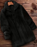 Double-sided velvet fleece coat in black, navy blue and khaki colour options showing soft texture and practical outdoor design
