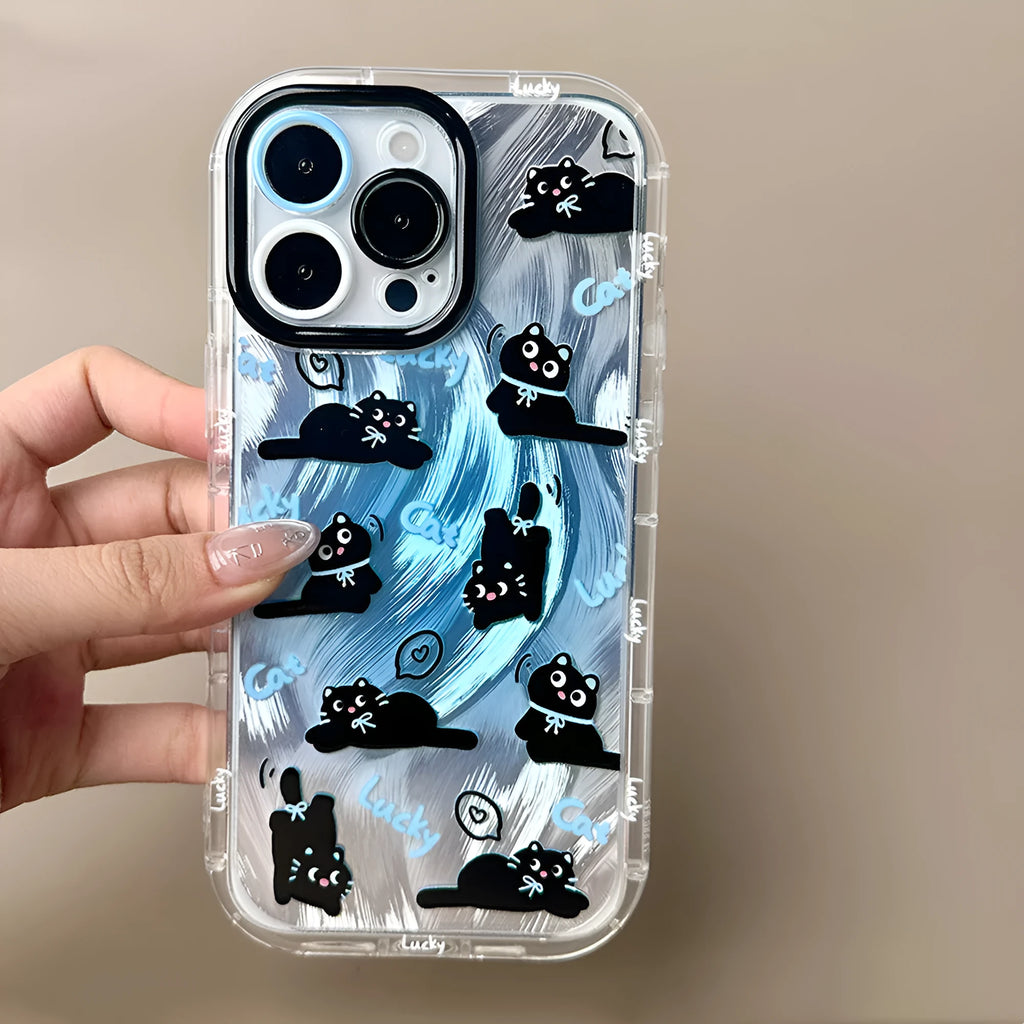 Blue fur cat PC phone case for Apple iPhone with spray paint finish and drop protection