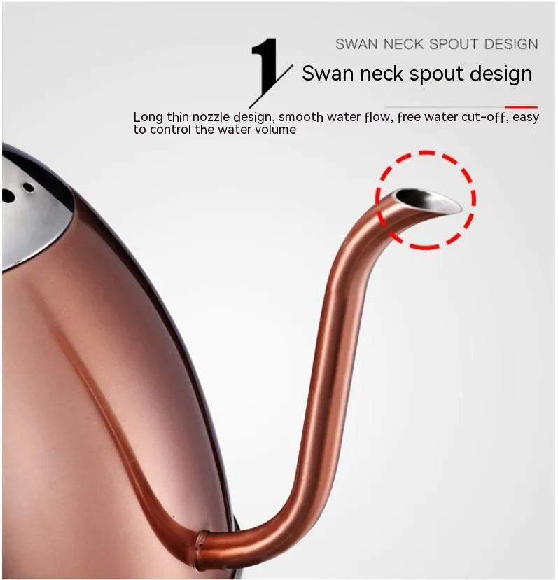 Gold full-automatic stainless steel electric kettle with touch controls and 1 litre capacity.