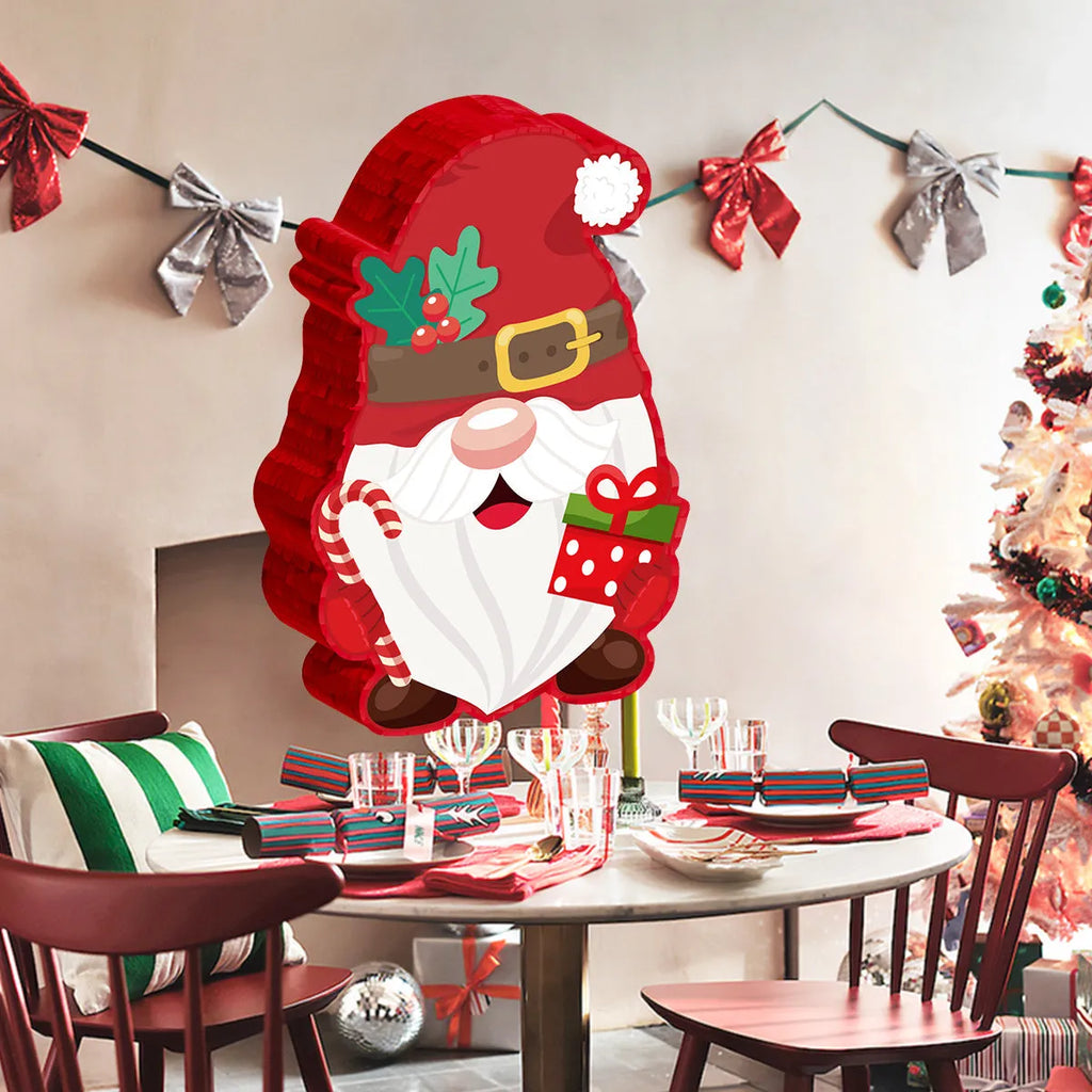 Creative Home Christmas elf pinata decoration in paper with strike stick, eye mask, and paper scraps, 27.5x7.5x40cm