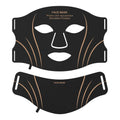 Black and gold silicone facial mask beauty device with headband and touch screen controls