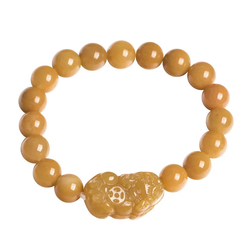 Carved Jinsi Jade money bracelet with golden thread patterns in two size options
