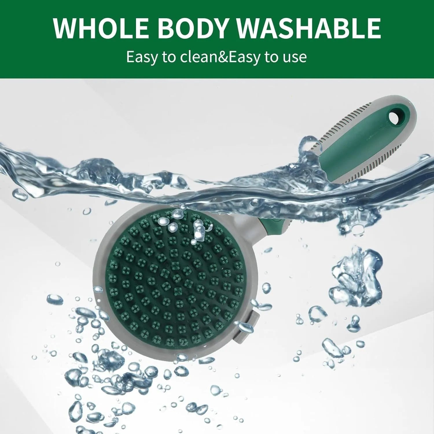 Two-sided silicone pet grooming brush with retractable slicker brush and octopus-teeth massager