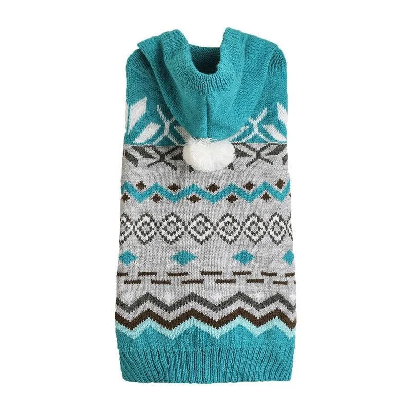 Green diamond pattern acrylic pet sweater for small dogs with size options